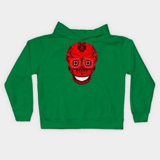 the red pattern skull in ecopop Kids Hoodie